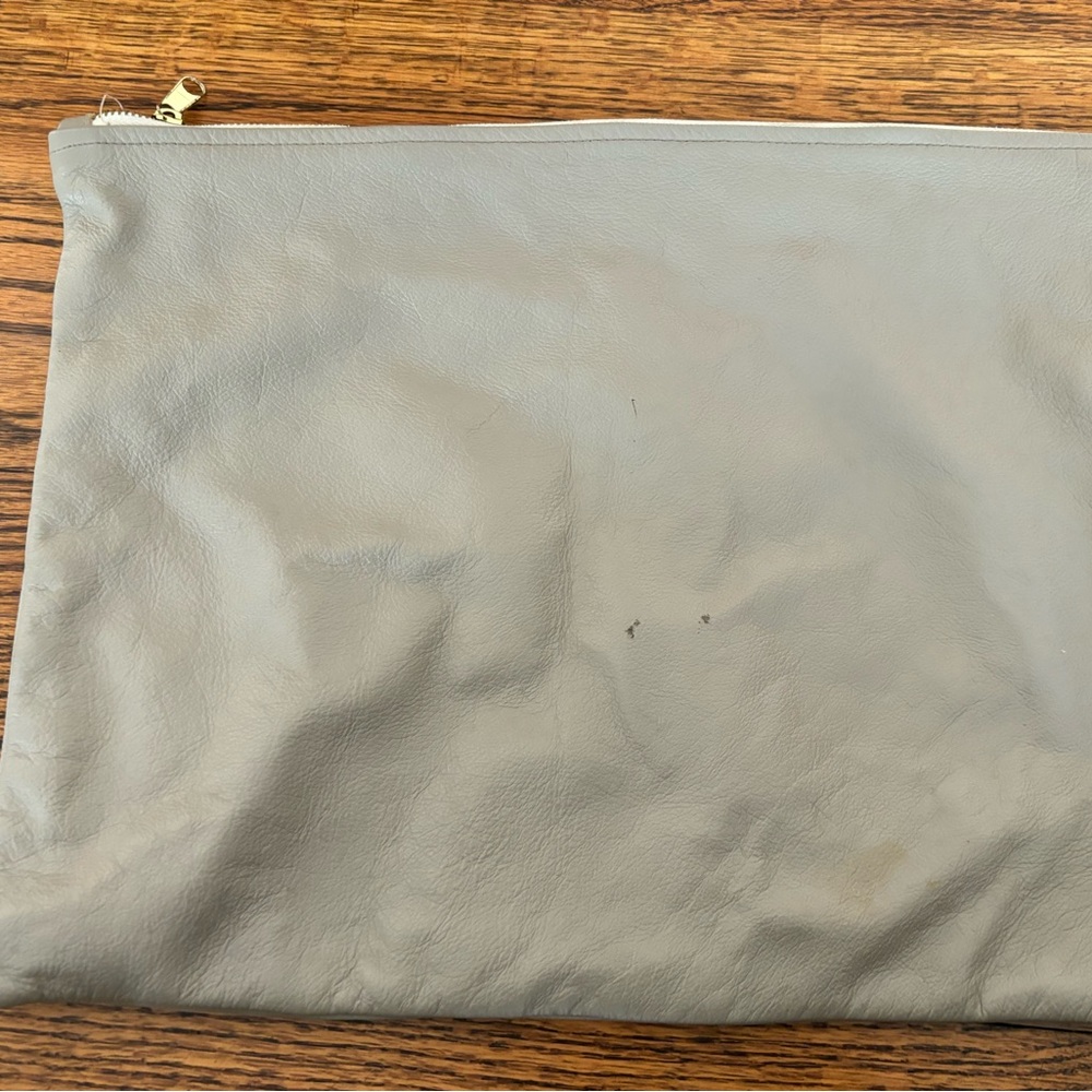 American Apparel Leather Clutch Bag - Gray - Large